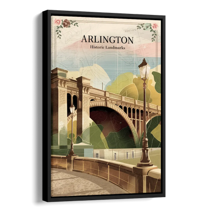 Arlington Historic Landmarks Side - Black Canvas Wall Art