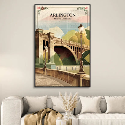 Arlington Historic Landmarks Living Room - Black Canvas Wall Art