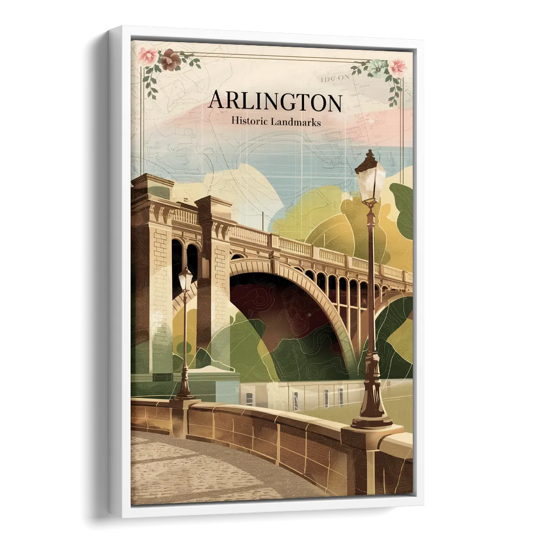 Arlington Historic Landmarks Side - White Canvas Wall Art