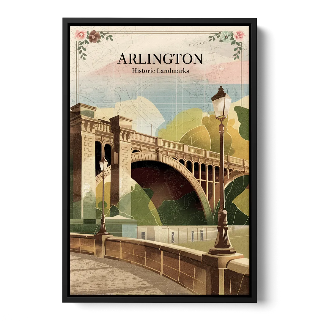 Arlington Historic Landmarks Front - Black Canvas Wall Art