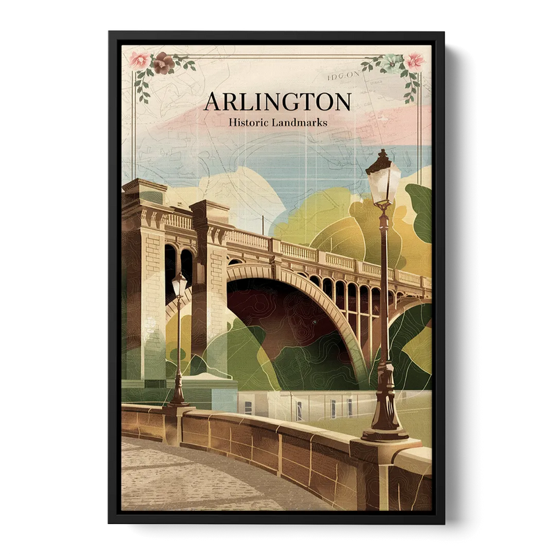 Arlington Historic Landmarks Front - Black Canvas Wall Art