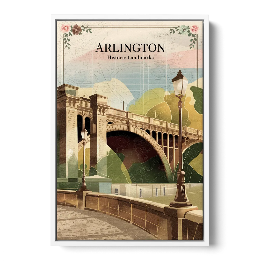 Arlington Historic Landmarks Front - White Canvas Wall Art