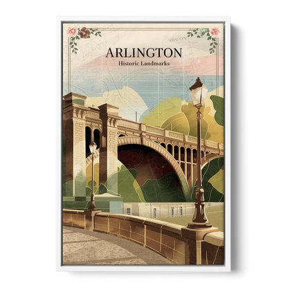Arlington Historic Landmarks Front - White Canvas Wall Art