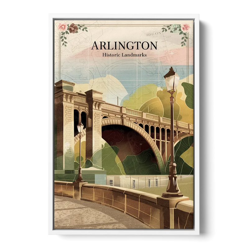 Arlington Historic Landmarks Front - White Canvas Wall Art