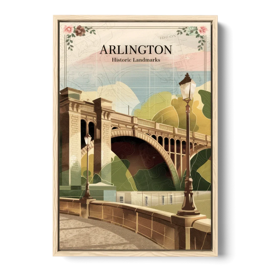 Arlington Historic Landmarks - Oak Framed Canvas Wall Art - Front
