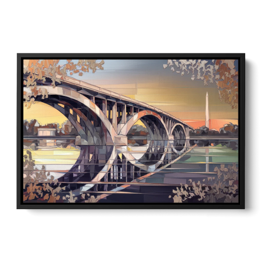 Arlington Memorial Bridge - Black Framed Canvas Wall Art - Front