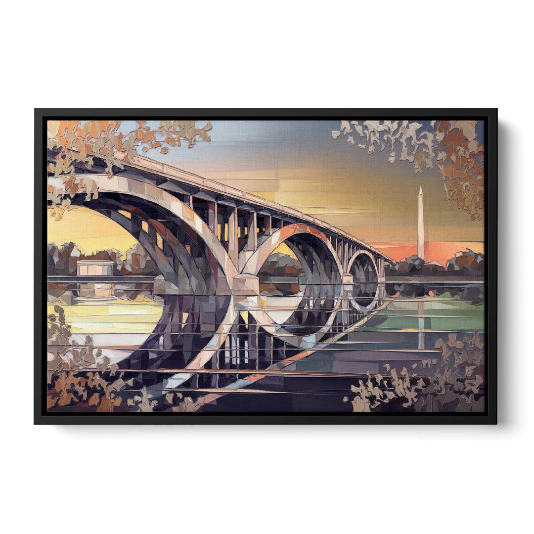Arlington Memorial Bridge Front - Black Canvas Wall Art