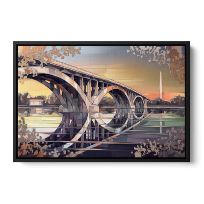 Arlington Memorial Bridge Front - Black Canvas Wall Art
