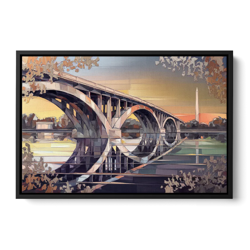 Arlington Memorial Bridge Front - Black Canvas Wall Art