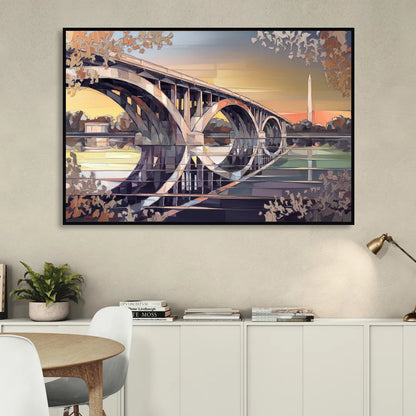 Arlington Memorial Bridge Living Room - Black Canvas Wall Art