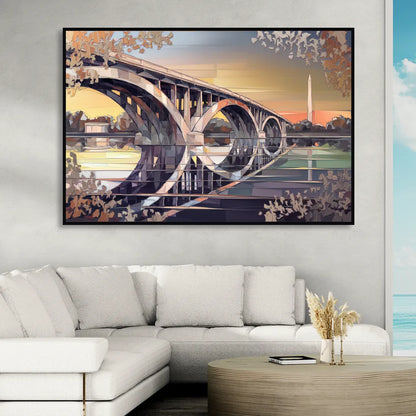Arlington Memorial Bridge Sitting Room - Black Canvas Wall Art