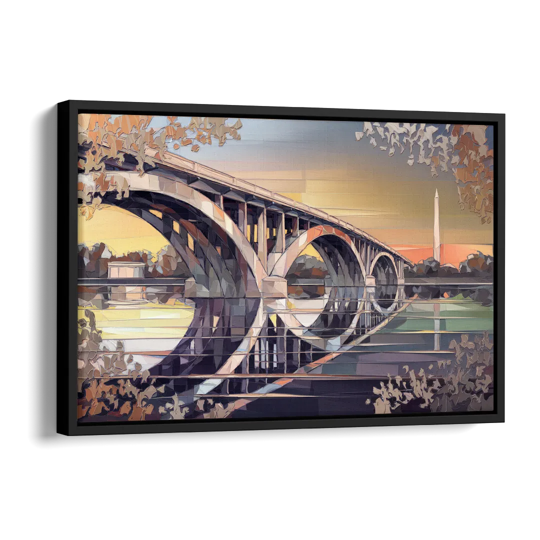 Arlington Memorial Bridge Side - Black Canvas Wall Art