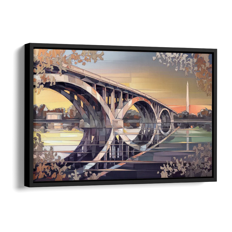 Arlington Memorial Bridge Side - Black Canvas Wall Art
