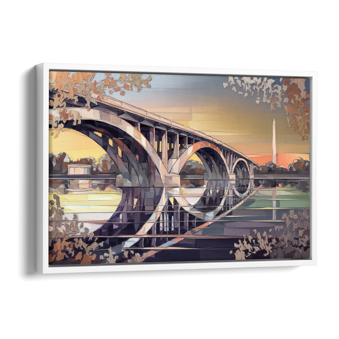 Arlington Memorial Bridge Side - White Canvas Wall Art