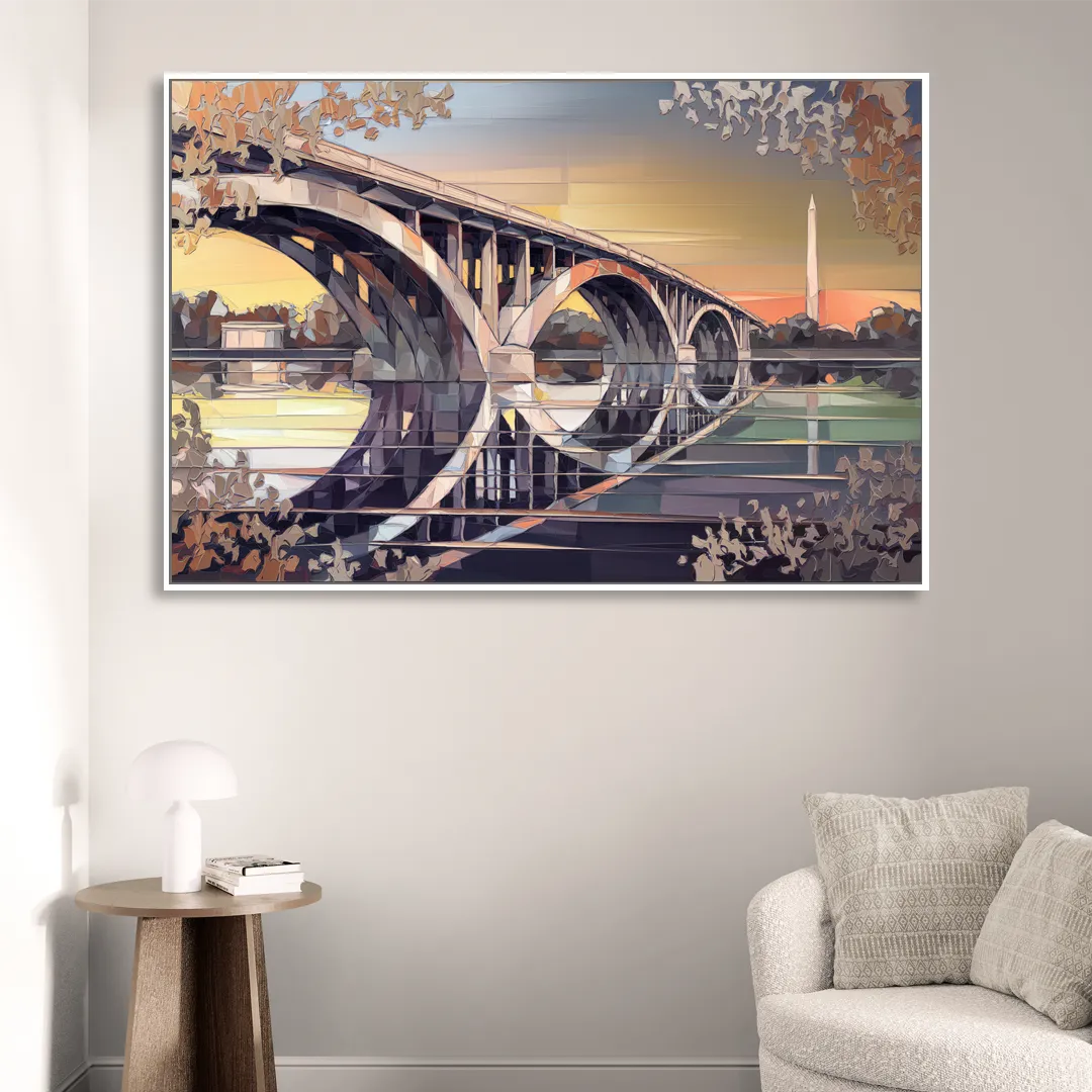 Arlington Memorial Bridge Living Room - White Canvas Wall Art