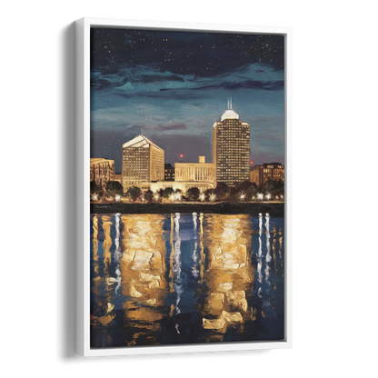 Arlington Night Lights Side - White Canvas Wall Art