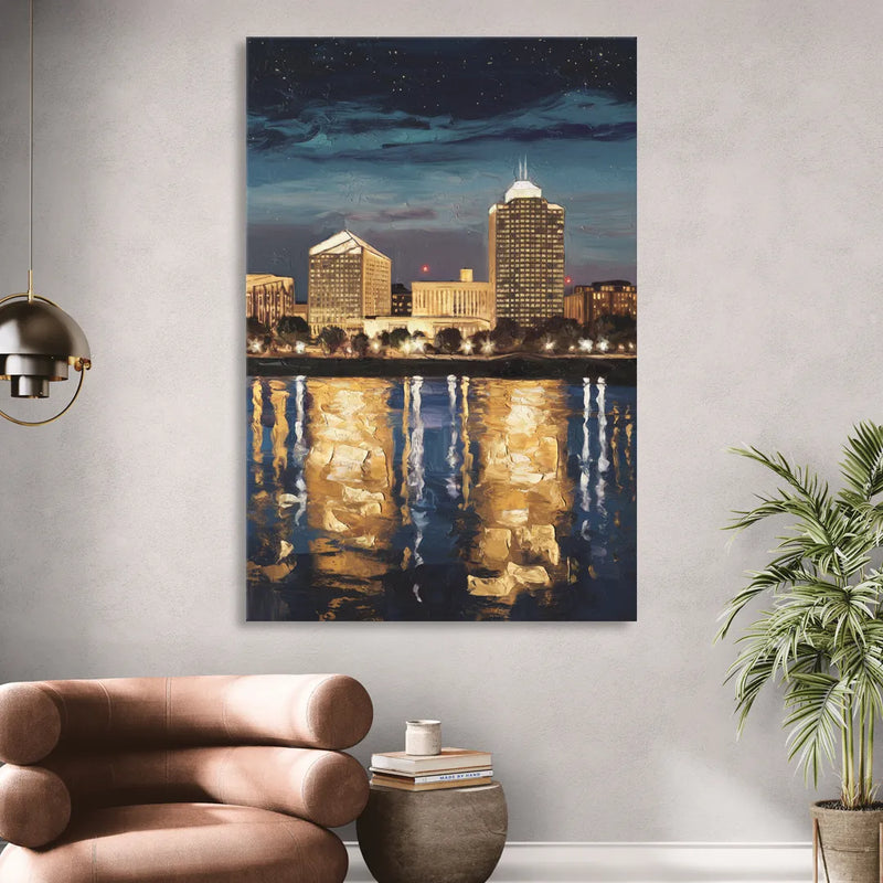 Arlington Night Lights Living Room - Canvas Wall Art