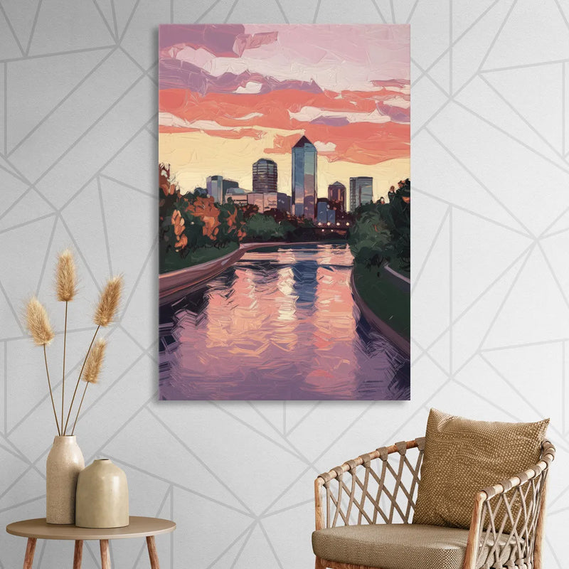 Arlington Skyline Sunset Sitting Room - Canvas Wall Art