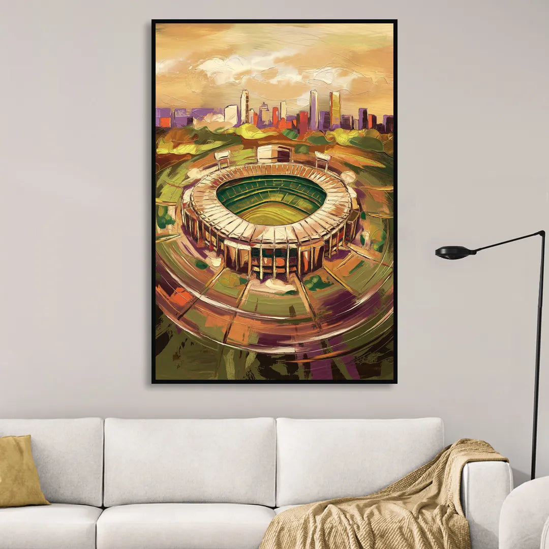 Arlington Stadium View Living Room - Black Canvas Wall Art