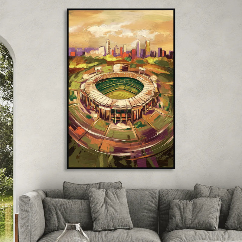 Arlington Stadium View Sitting Room - Black Canvas Wall Art