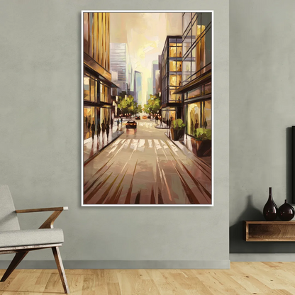 Arlington Urban Streets Living Room - White Canvas Wall Art