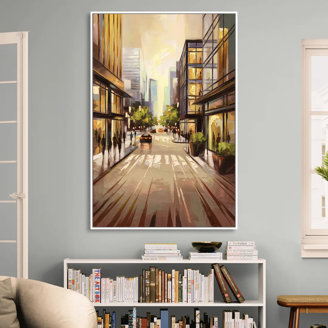 Arlington Urban Streets Sitting Room - White Canvas Wall Art