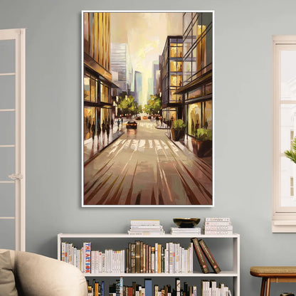 Arlington Urban Streets Sitting Room - White Canvas Wall Art