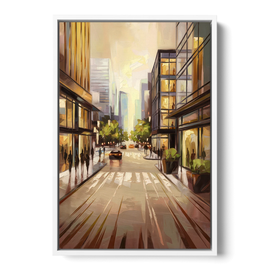 Arlington Urban Streets - White Framed Canvas Wall Art - Front