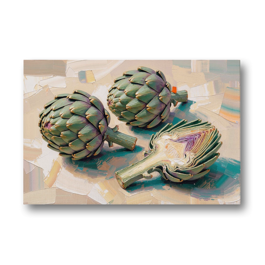 Artichoke Painting with Sliced Heart - Canvas Wall Art - Front