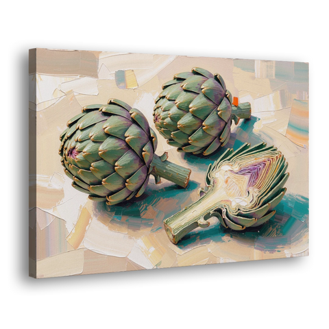 Artichoke Painting with Sliced Heart - Canvas Wall Art - Side