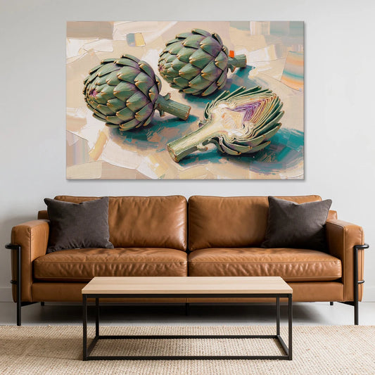Artichoke Painting with Sliced Heart - Canvas Wall Art - Sofa - 60x40