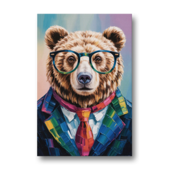 Artistic Bear with Glasses - Canvas Wall Art - Front