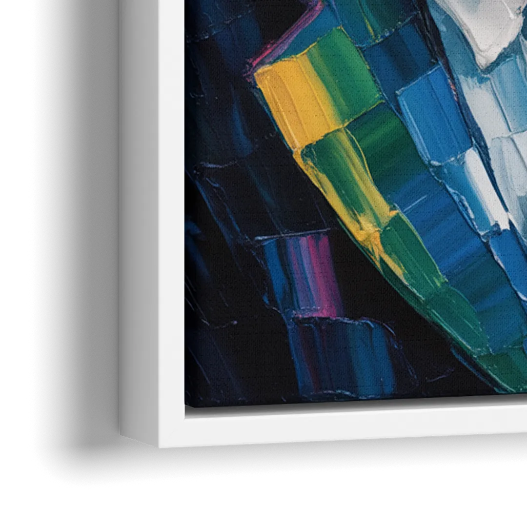 Artistic Bear with Glasses - Close-Up White Frame Canvas