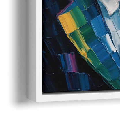 Artistic Bear with Glasses - Close-Up White Frame Canvas