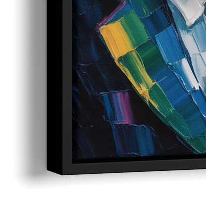 Artistic Bear with Glasses - Close-Up Black Frame Canvas