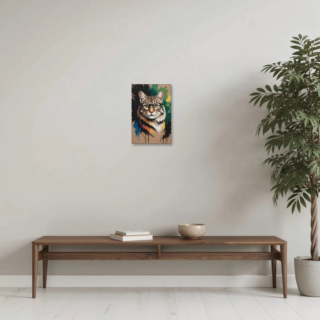 Artistic Cat with Glasses - Canvas Wall Art - Coffee Table - 12x18