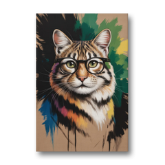 Artistic Cat with Glasses - Canvas Wall Art - Front