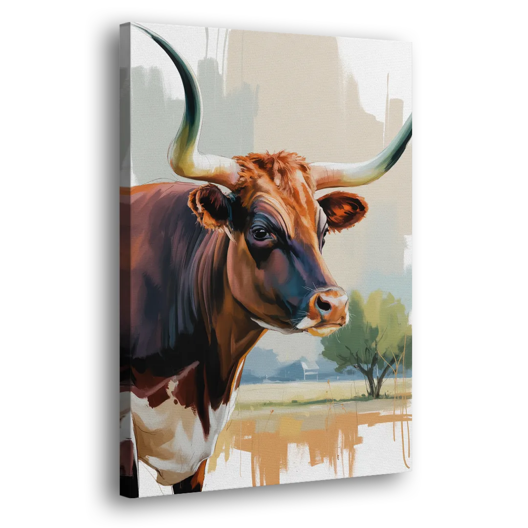 Artistic Longhorn Montage Side - Canvas Wall Art