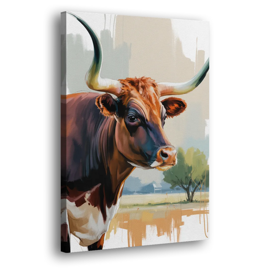 Artistic Longhorn Montage Side - Canvas Wall Art
