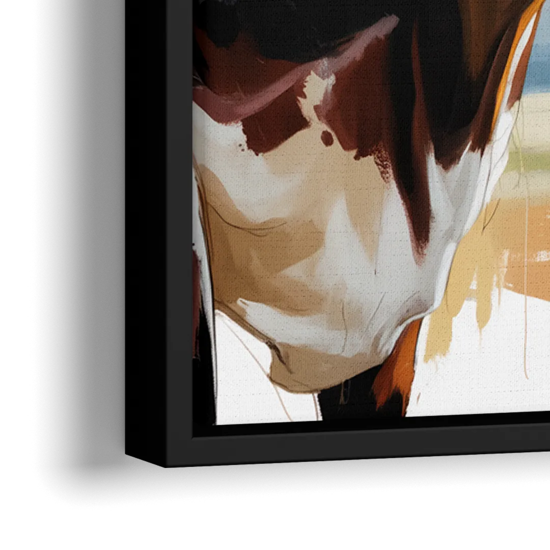 Artistic Longhorn Montage - Close-Up Black Frame Canvas