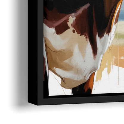 Artistic Longhorn Montage - Close-Up Black Frame Canvas