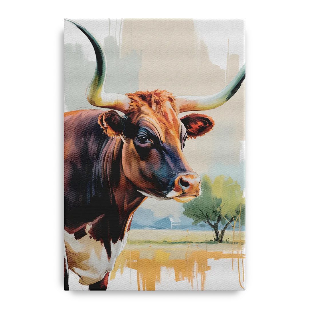 Artistic Longhorn Montage Front - Canvas Wall Art