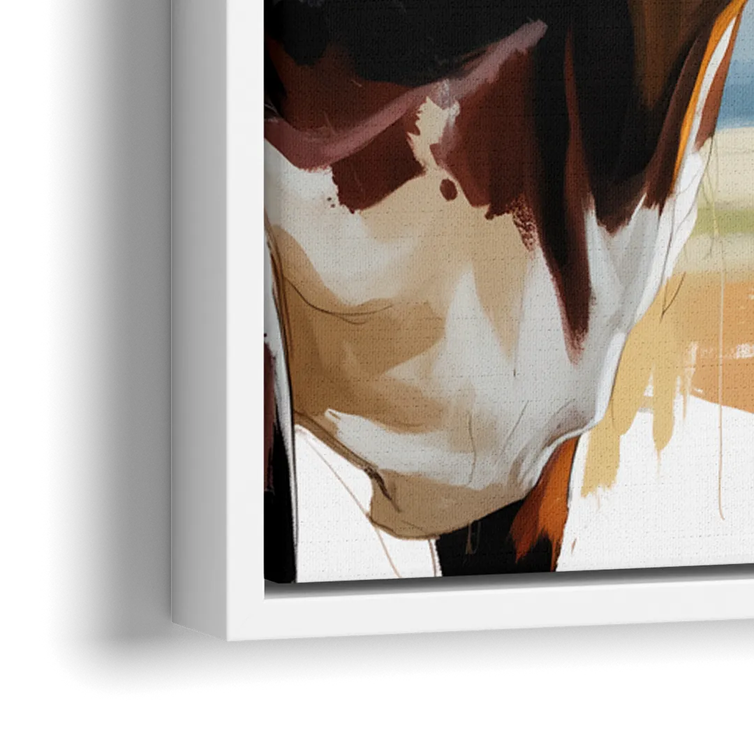 Artistic Longhorn Montage - Close-Up White Frame Canvas