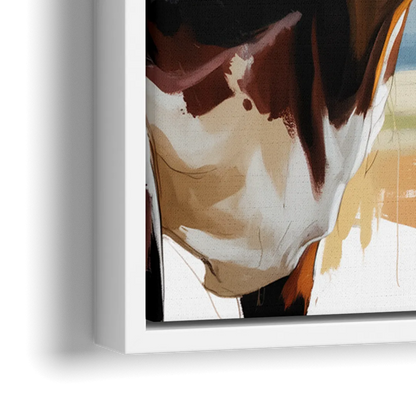 Artistic Longhorn Montage - Close-Up White Frame Canvas