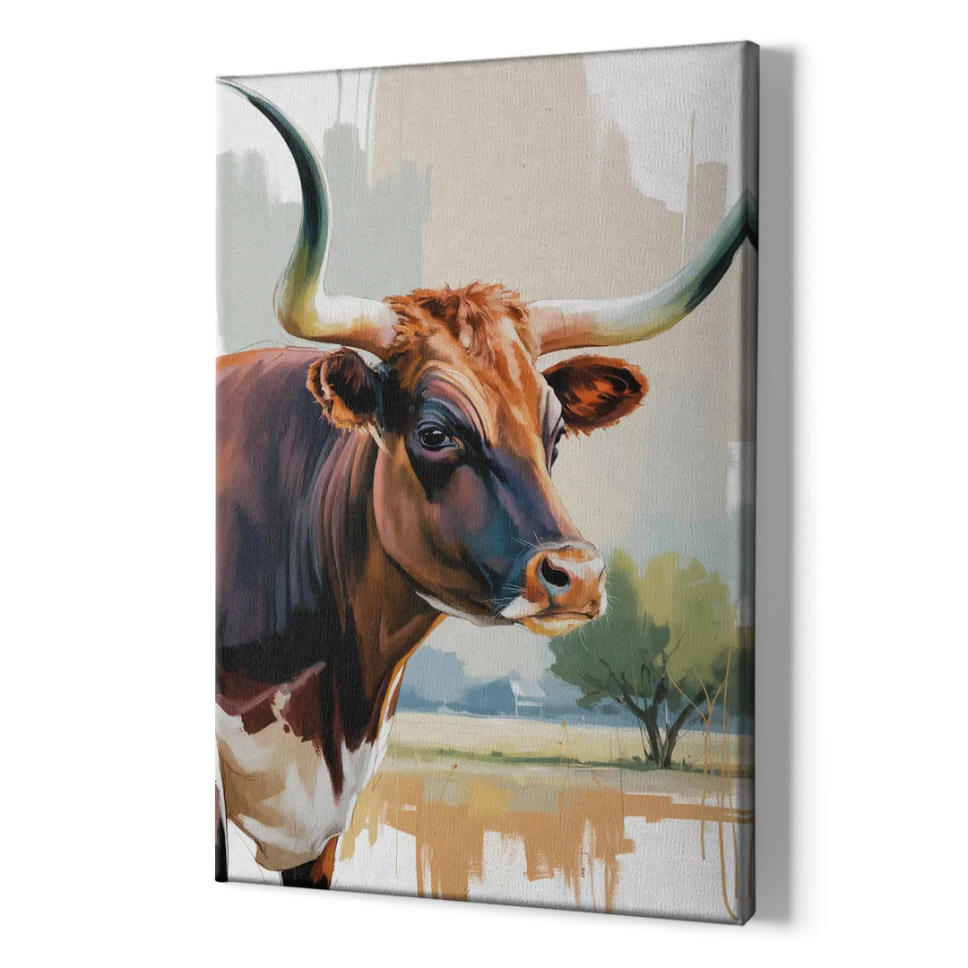 Artistic Longhorn Montage - Canvas Print Art Sides