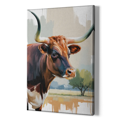 Artistic Longhorn Montage - Canvas Print Art Sides