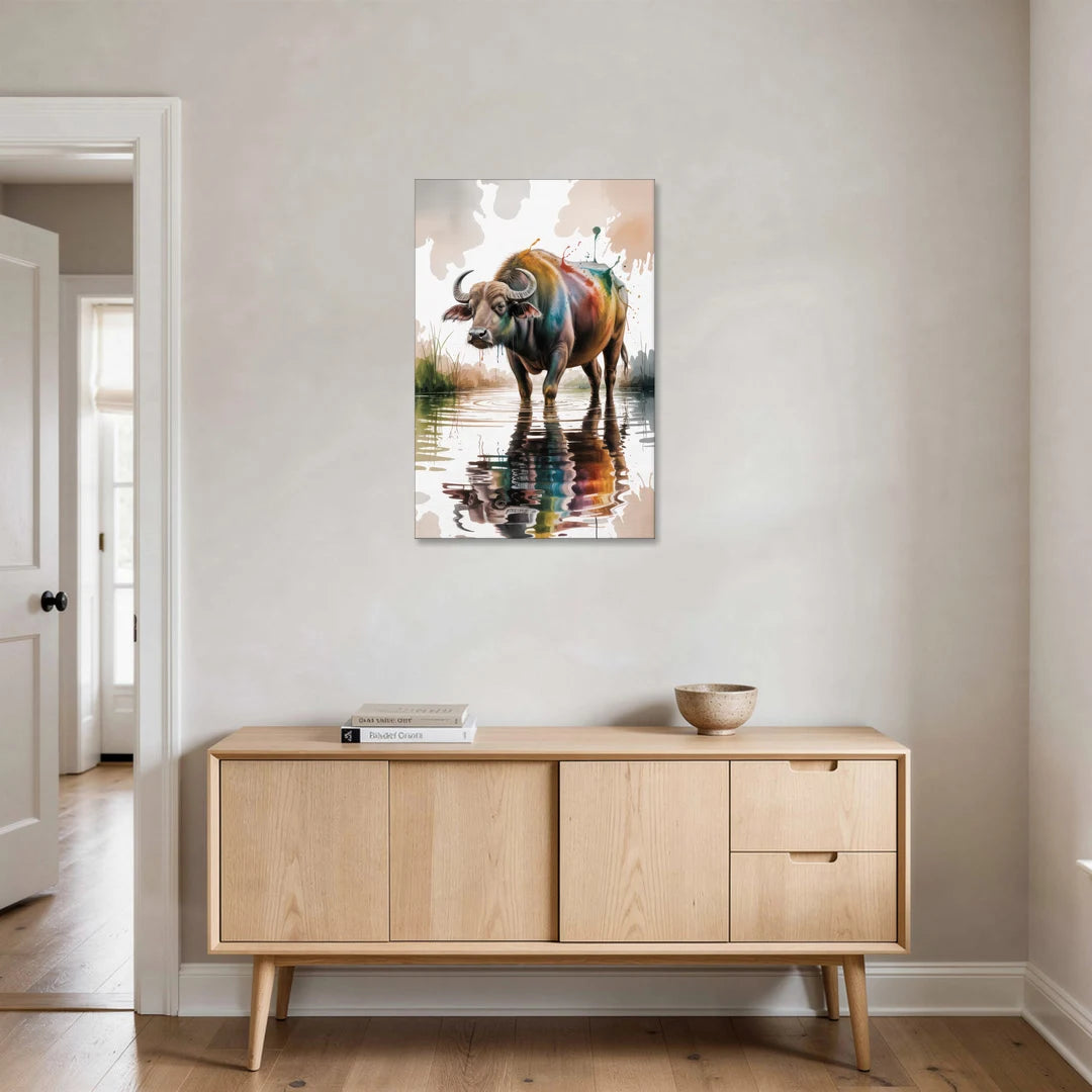 Artistic Water Buffalo in Habitat - Canvas Wall Art - Coffee Table - 24x36