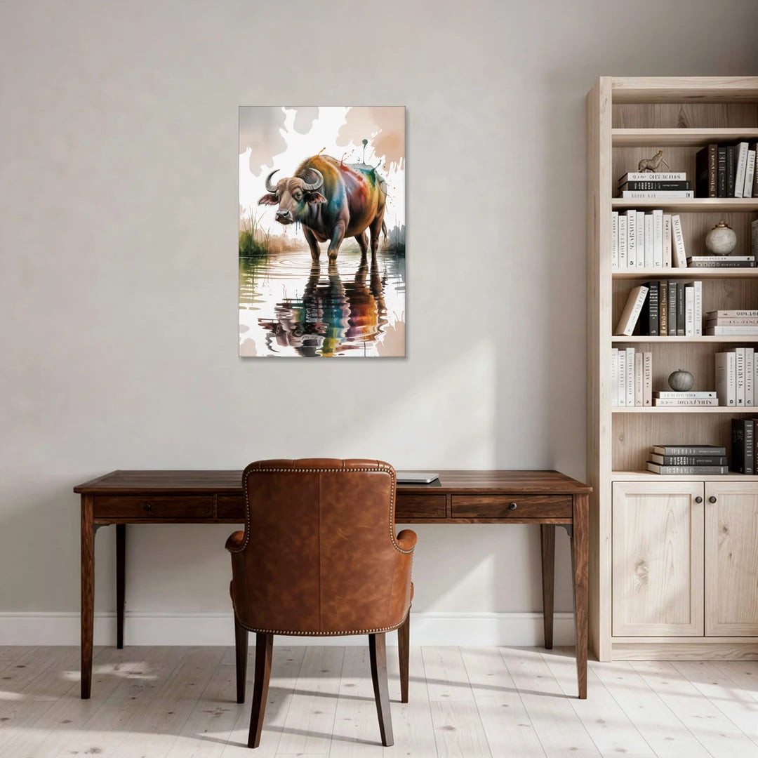 Artistic Water Buffalo in Habitat - Canvas Wall Art - Office - 24x36