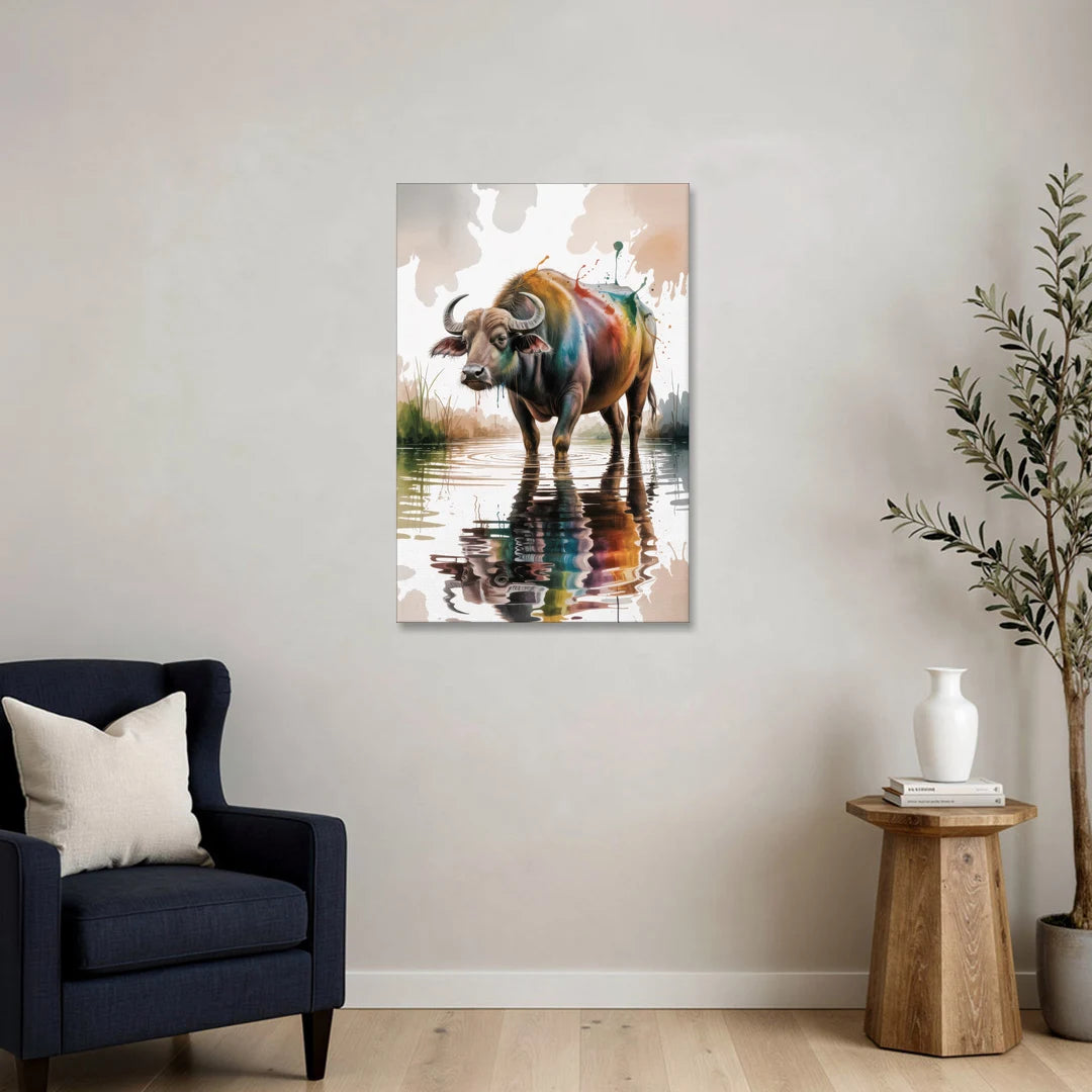 Artistic Water Buffalo in Habitat - Canvas Wall Art - Sofa - 24x36
