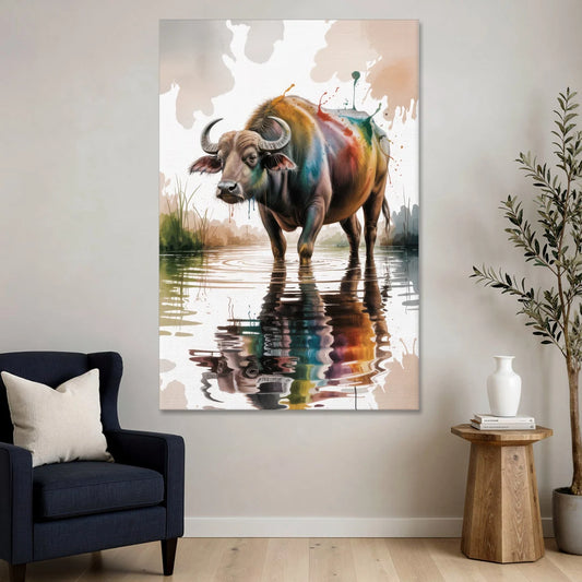Artistic Water Buffalo in Habitat - Canvas Wall Art - Sofa - 40x60